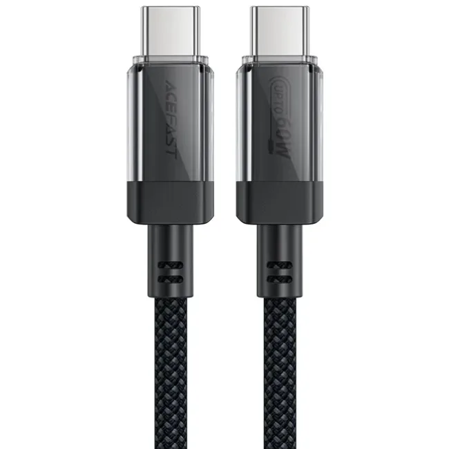 Кабель USB 2.0 Type-C M-M, 1.2 м, 60W stainless steel Black, C12-03 Acefast