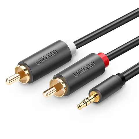 Кабель AUX Audio TRS - RCAx2 M/M 1.0м UGREEN AV102 Чорний