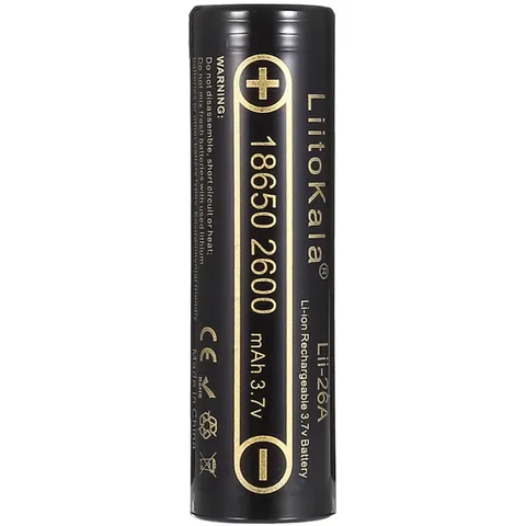 Акумулятор 18650 LiitoKala, Lii-26A, 2600mAh, 3.7V li-ion battery, 1 pcs,