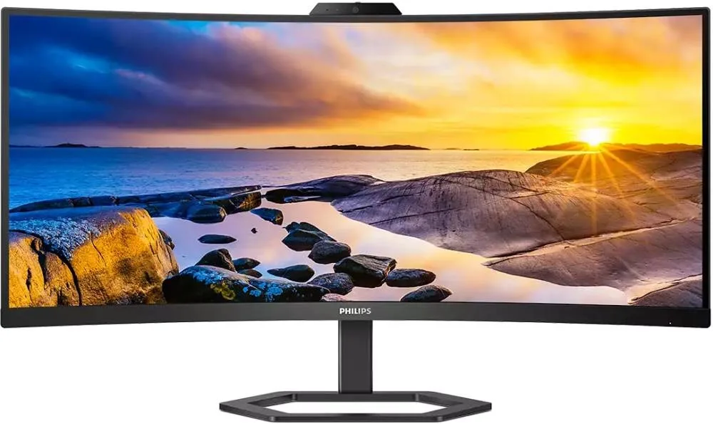 TFT 34" Philips 34E1C5600HE, WQHD, VA, sRGB 123,24%, 100Гц, 1мс, HDMI, DP, USB-C, webcam, HAS, кол