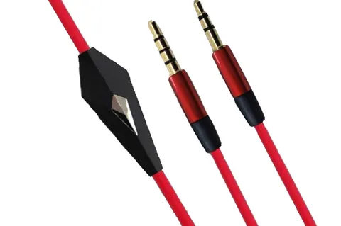 Кабель AUX Audio TRRS - TRS M/M 1.2м з мікрофоном червоний