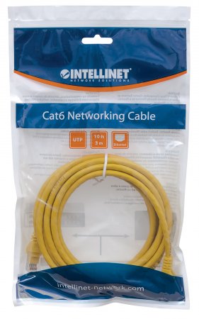 Патчкорд UTP Cat.5e ( 3м жовтий ), Intellinet, Біметал, ССА