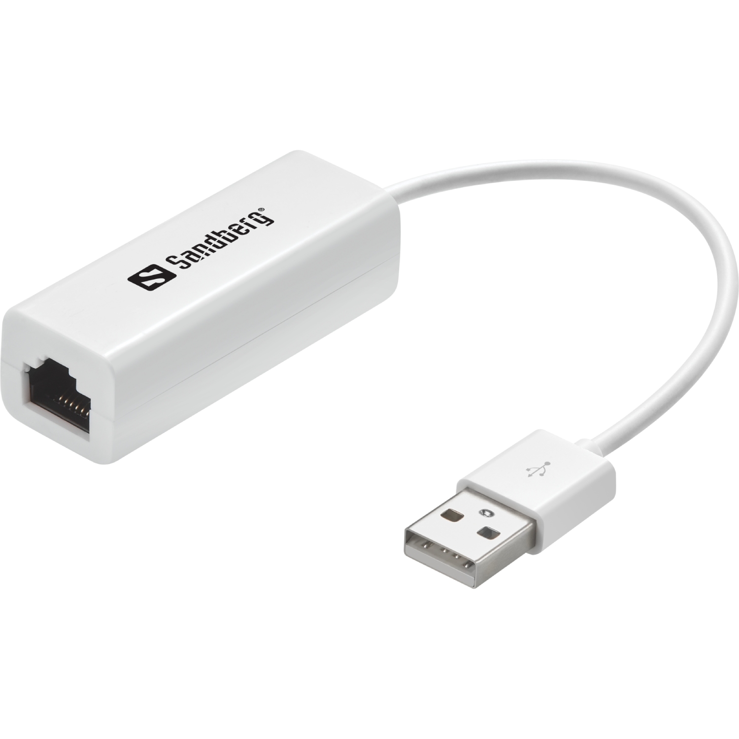 Перехідник USB 2.0 Type-A --> Ethernet RJ45 100Mb Sandberg білий