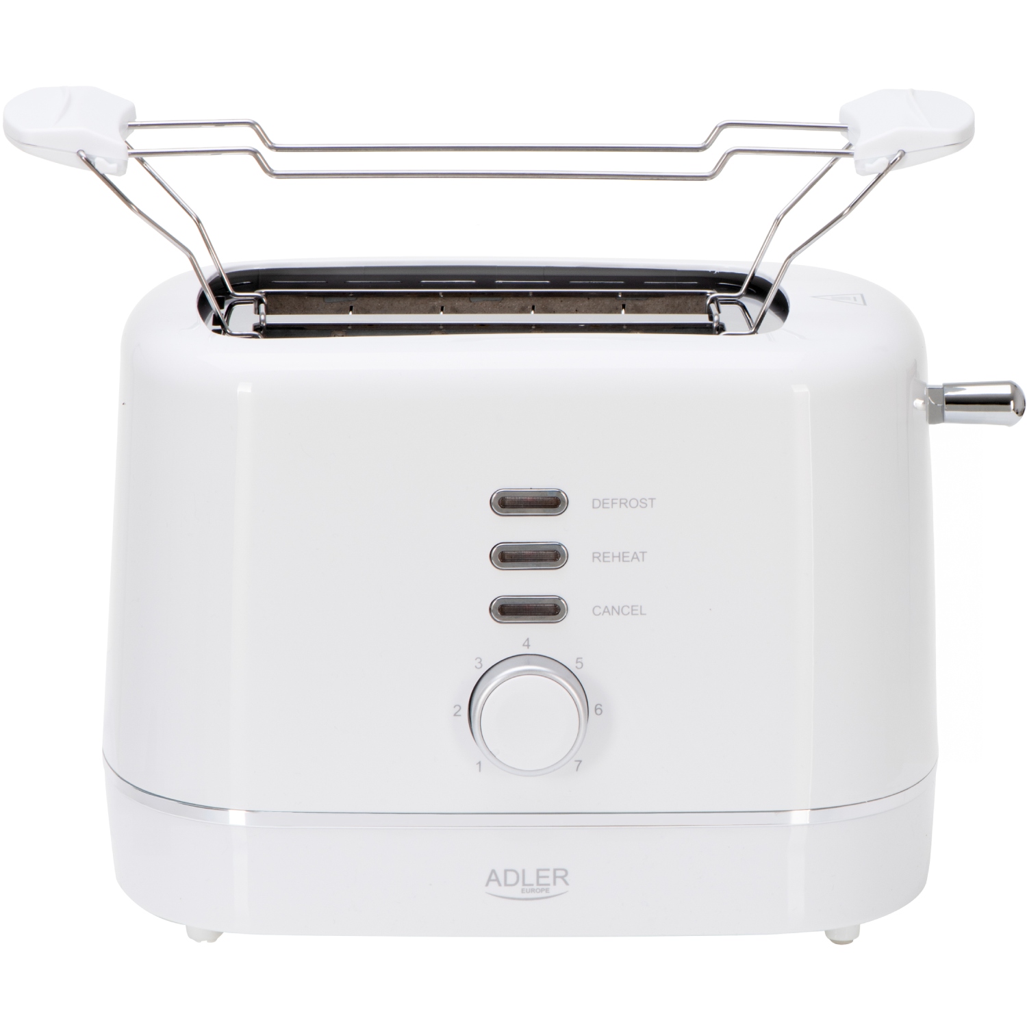 Тостер Adler AD 3224 white 850Вт/ 2 відділення/7 режимів підсмажування/розморожування/підігрів булок