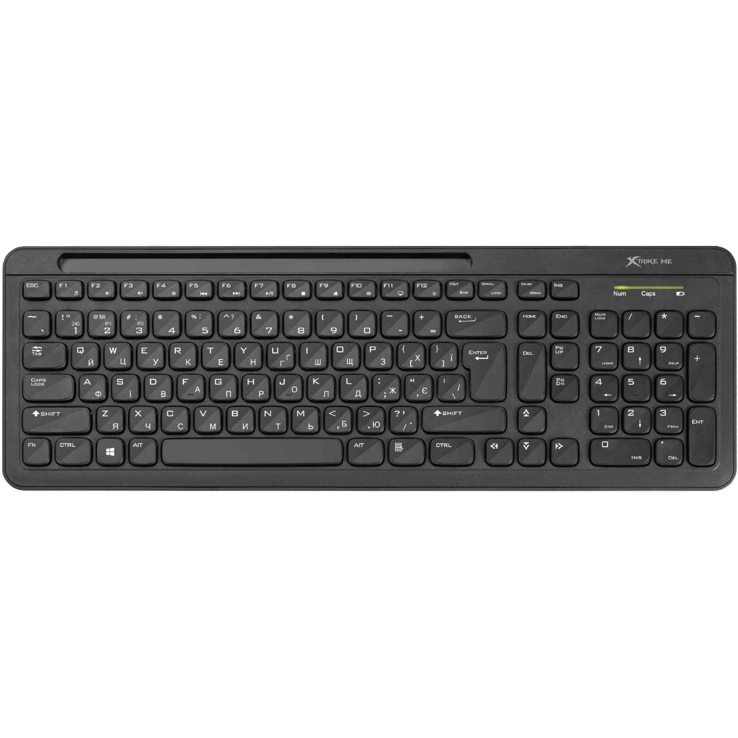Клавіатура XTRIKE ME KB-303 UA бездротова Bluetooth+2.4G,105 кл. чорна