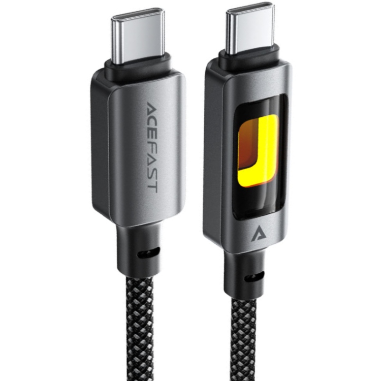 Кабель USB 2.0 Type-C M-M, 1.2 м 60W C21-03, aluminum alloy, color indicator, Black Acefast