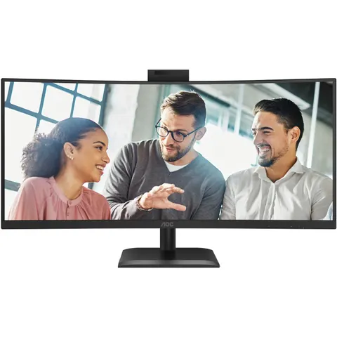 TFT 34" AOC CU34E4CW, WQHD, VA, 120Гц, вигн., 2xHDMI, DP, USB-C, RJ-45, USB-hub,cam,HAS, кол.,чорний