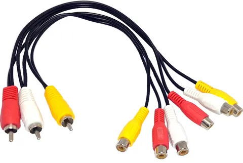 Кабель-сплітер AV 3xRCA - 6xRCA M/F, 0.3 м