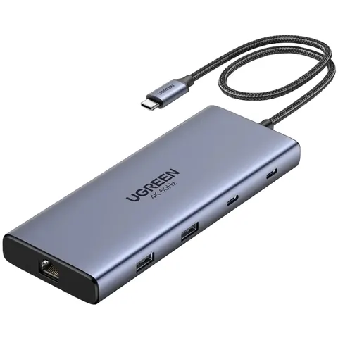 Док-станція USB3.2 Type-C --> HDMIx2,4K60Hz/2xUSB-A/2xUSB-C 3.2/ RJ45/SD/TF/PD 100W CM639 Ugreen