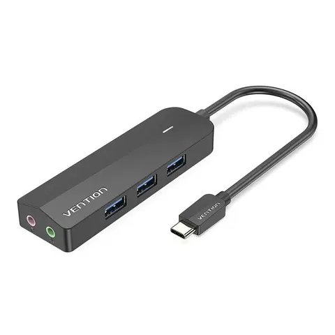 Док-станція USB3.1 Type-C --> USB-Ax3, 3.0/3.5mm Sound Adapter/MicroUSB 10W чорний Vention