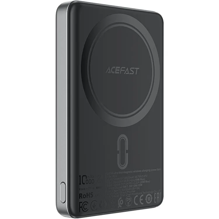 УМБ Acefast Magnetic Wireless 10000mAh 20W PD,QC 3.0, QI 15W M12 Black