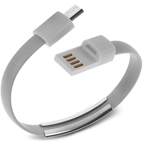 Кабель-браслет micro USB 2.0, сірий RTL