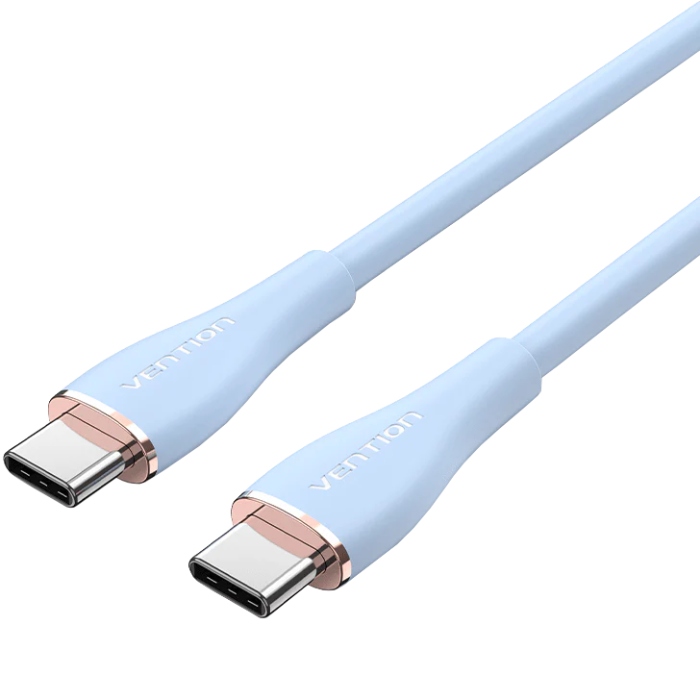 Кабель USB 2.0 Type-C M-M, 1.0 м 100W Light Blue Silicone Vention