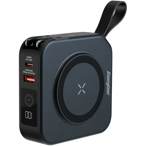 УМБ Energizer Magnetic Wireless 10000mAh 20W PD, Built-in AC Plug, QI-15W, USB-А,USB-C In/Out, USB-C
