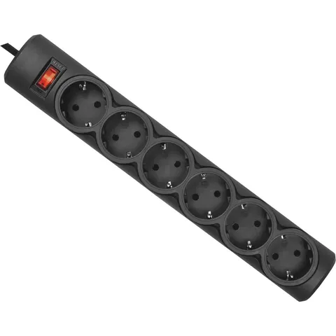 Power filtr 5.0м Defender DFS155, чорний, 6 розеток, з вимикачем