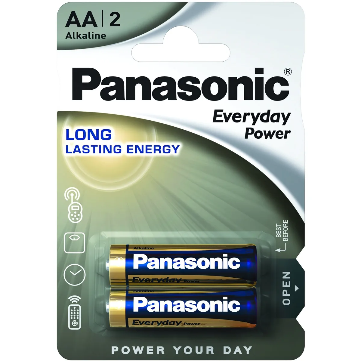 Батарейка AA, 1.5V, EVERYDAY POWER лужна, Panasonic, блістер, 2 шт.