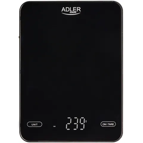 Ваги кухонні Adler AD 3177 black електронні/ 10кг/ г; мл, унція/ USB type C/ автовимкнення/ скло