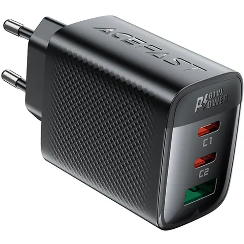 Зарядний пристрій 3xUSB 67W (2xUSB-C+USB-A) Gan A108 Fast Charger Black Acefast