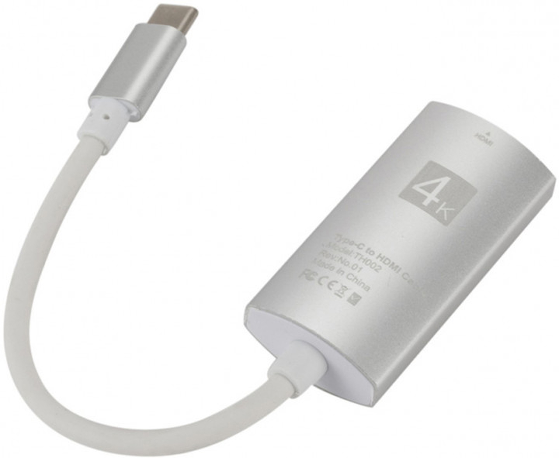 Перехідник USB 3.1 Type-C --> HDMI (F), 4K 30HZ, кабель 0.1м, срібний