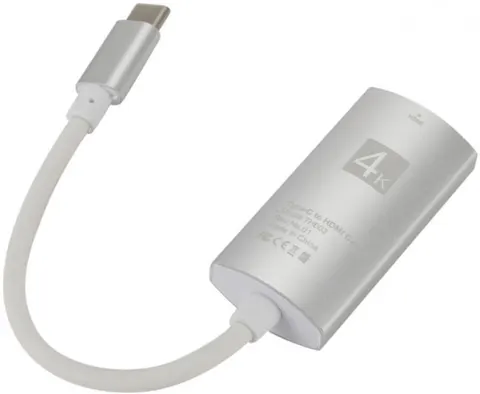 Перехідник USB 3.1 Type-C --> HDMI (F), 4K 30HZ, кабель 0.1м, срібний