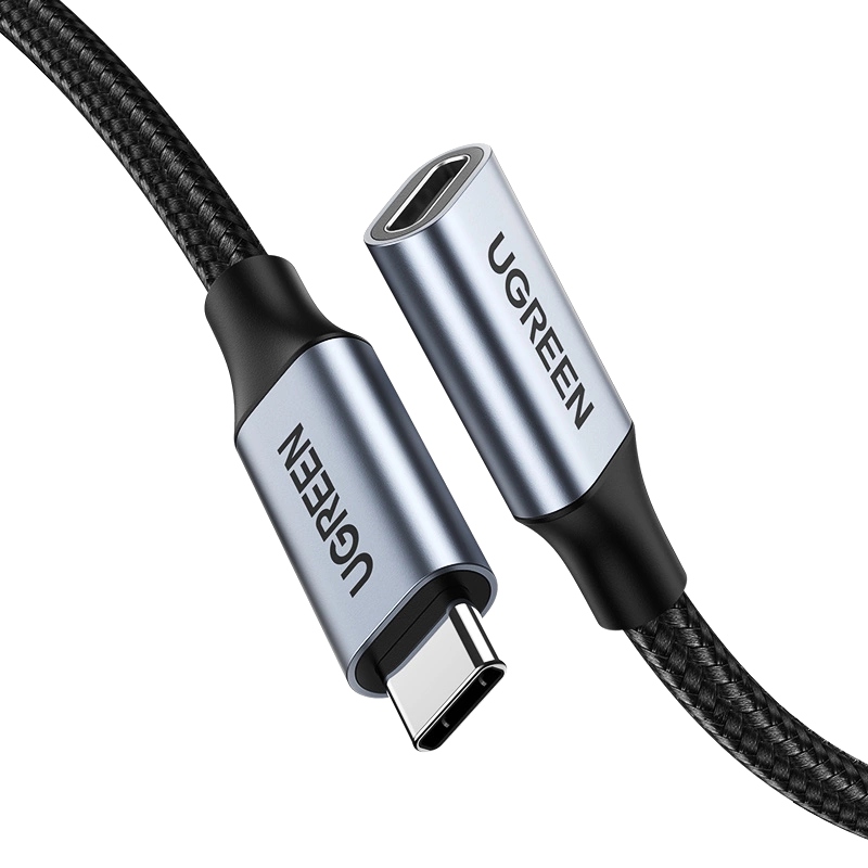 Кабель USB 3.1 Type-C M-F, 1 м, 5A (10Gbps)Чорний, US372 UGREEN