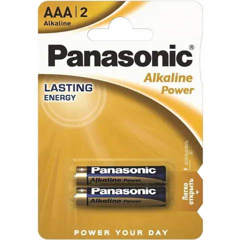 Батарейка AAA, 1.5V, ALKALINE POWER лужна, Panasonic, блістер, 2 шт