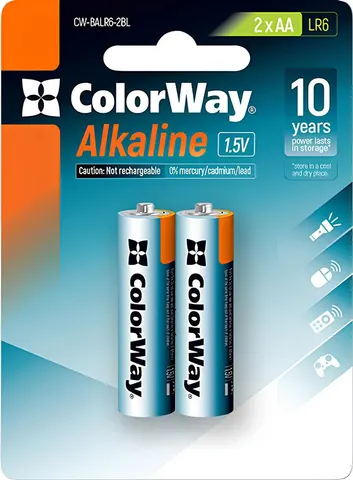 Батарейка AA/LR06 Лужна Power, СolorWay, BL (2шт.)