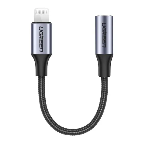 Перехідник Lightning --> 3.5 mm 10cm Headphone Jack Adapter Model US211 UGREEN Сірий