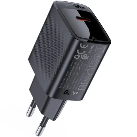 Зарядний пристрій 1xUSB-C 20W + Type-C cable A82 Fast Charger Black Acefast