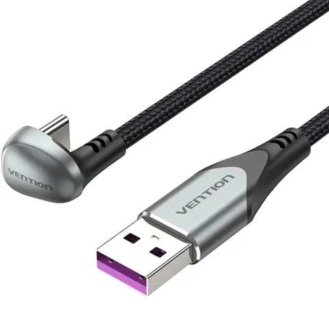 Кабель USB 2.0 AM-Type-C M, 1.5м 66W aluminum alloy, 180° U-Shaped Vention