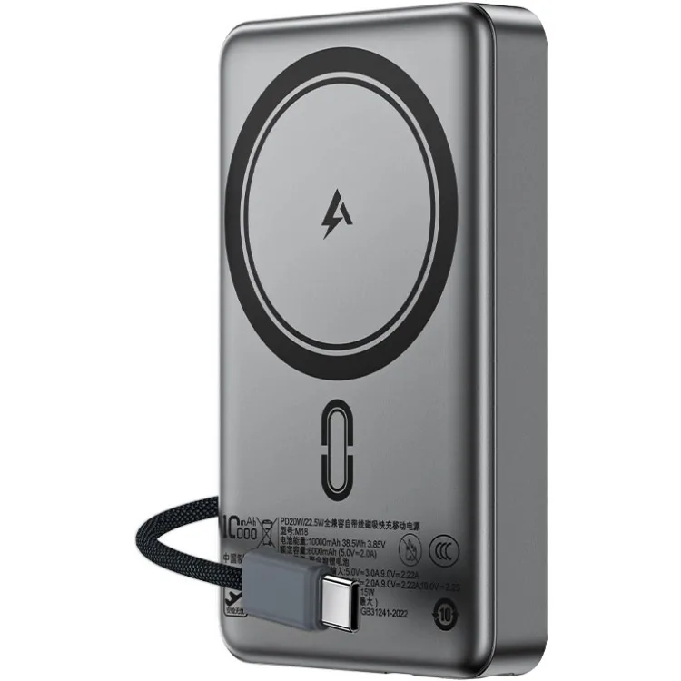 УМБ Acefast Magnetic Wireless 10000mAh 22.5W PD,QC 3.0 USB-C In/Out, QI 15W M18 Black