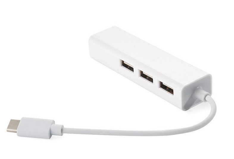 Хаб USB 2.0 Type-C -> 3xUSB 2.0 + RJ45 Fast Ethernet White