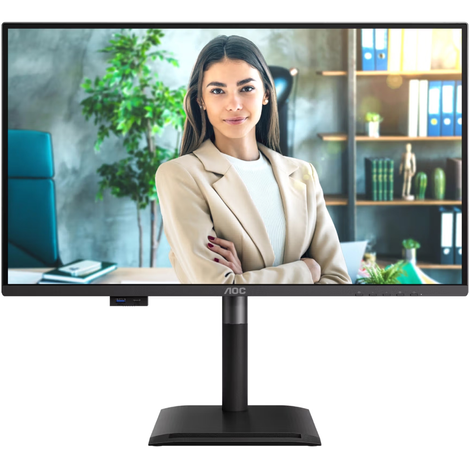 TFT 27" AOC Q27P4U, QHD, IPS, 120Hz, 2xHDMI, DP, USB-hub, HAS, Pivot, колонки, чорний
