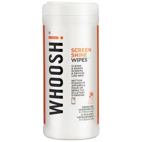 Набір для чищення Whoosh! 70 WIPES Серветки для очищення екрану 70шт з мікрофіброю 14см x14см BOX