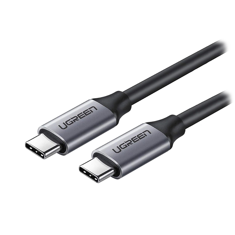 Кабель USB 3.1 Type-C M-M, 1.5 м, 100W Nickel Plating Aluminum Shell Сірий, US161 UGREEN