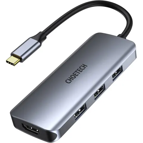 Док-станція USB3.1 Type-C --> HDMI4K30Hz/3хUSB 3.0/Type-C/ PD100W/SD/TF 7 in 1Choetech