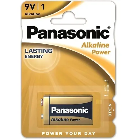 Батарейка 6LR61 ALKALINE POWER лужна, Panasonic, 6LF22(6LR61, MN1604, MX1604, Крона) блістер, 1 шт
