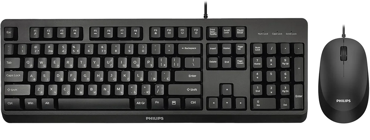 Комплект дротовий Philips 6207 (клавіатура + мишка) UA чорний
