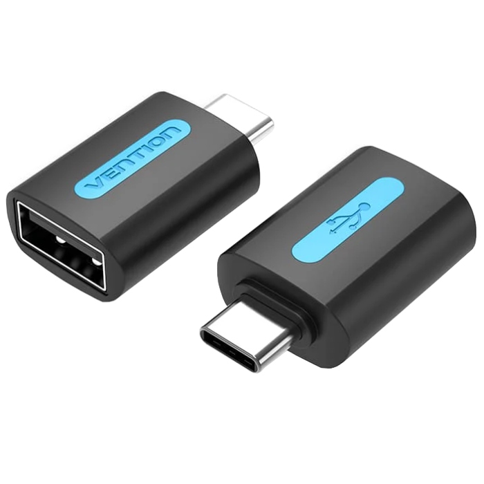 Перехідник USB 2.0 Type-C --> USB AF (OTG) PVC Vention чорний