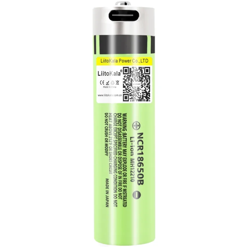 Акумулятор 18650 LiitoKala, USB-34B, 3400mAh, 3.7 li-ion battery, 1 pcs вбуд. USB для зар. Type-С