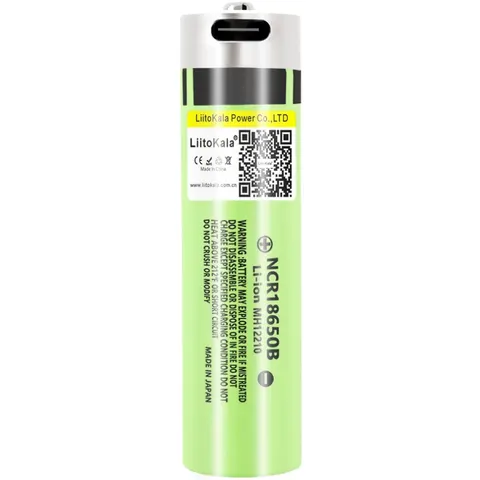 Акумулятор 18650 LiitoKala, USB-34B, 3400mAh, 3.7 li-ion battery, 1 pcs  вбуд. USB для зар. Type-С