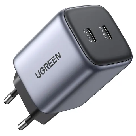Зарядний пристрій 2xUSB 45W (2xUSB-C) Gan PD 25W+20W, CD294 Ugreen Сірий
