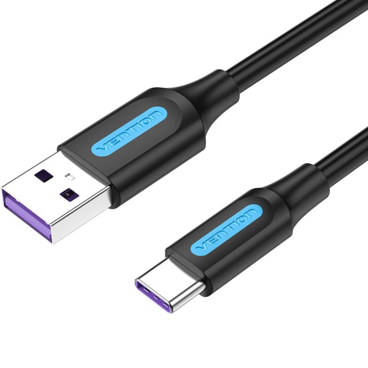 Кабель USB 2.0 AM-Type-C M, 0.5 м, 100W PVC чорний Vention
