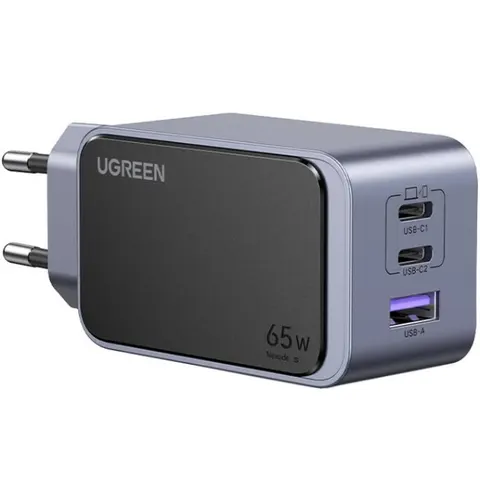 Зарядний пристрій 3xUSB 65W (2xUSB-C+USB-A) Gan Nexode Fast Charger Сірий X553 Ugreen