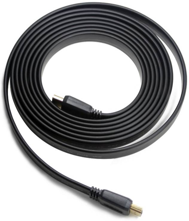 Кабель HDMI M - M, 3.0 м, V1.4, 4K 60Hz, плаский, чорний