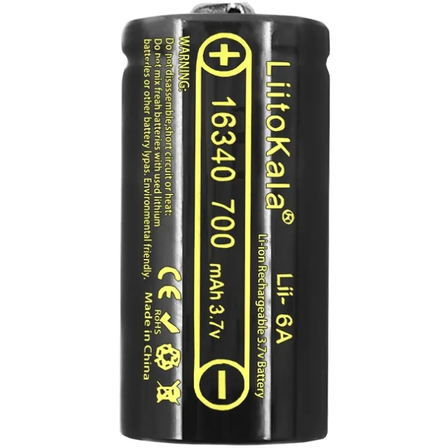 Акумулятор 16340 LiitoKala, Lii-16A, 700mAh, 3.7V li-ion battery, 1 pcs