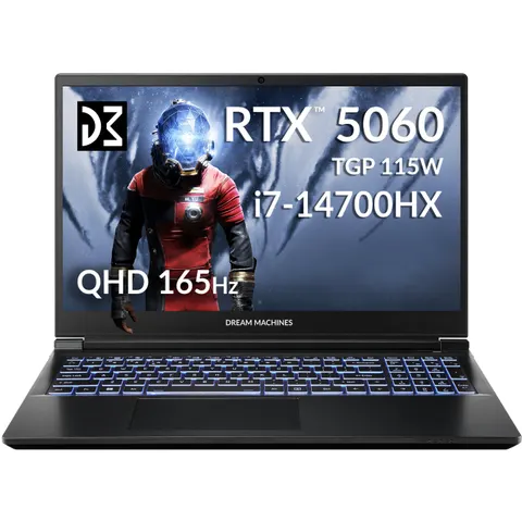 Dream Machines RG5060-15UA21 15.6” QHD 144Hz/i7-14700HX/32 GB/SSD 1TB/RTX5060/GLAN/DOS