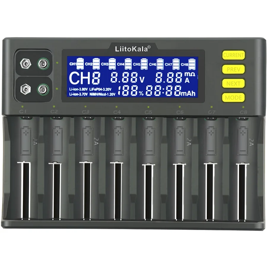 Зарядний пристрій LiitoKala Lii-S8, LCD, на 8 каналів для AA, AAA, 18650, 26650, 21700 Li-ion, LiFeP