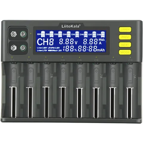 Зарядний пристрій LiitoKala Lii-S8, LCD, на 8 каналів для AA, AAA, 18650, 26650, 21700 Li-ion, LiFeP