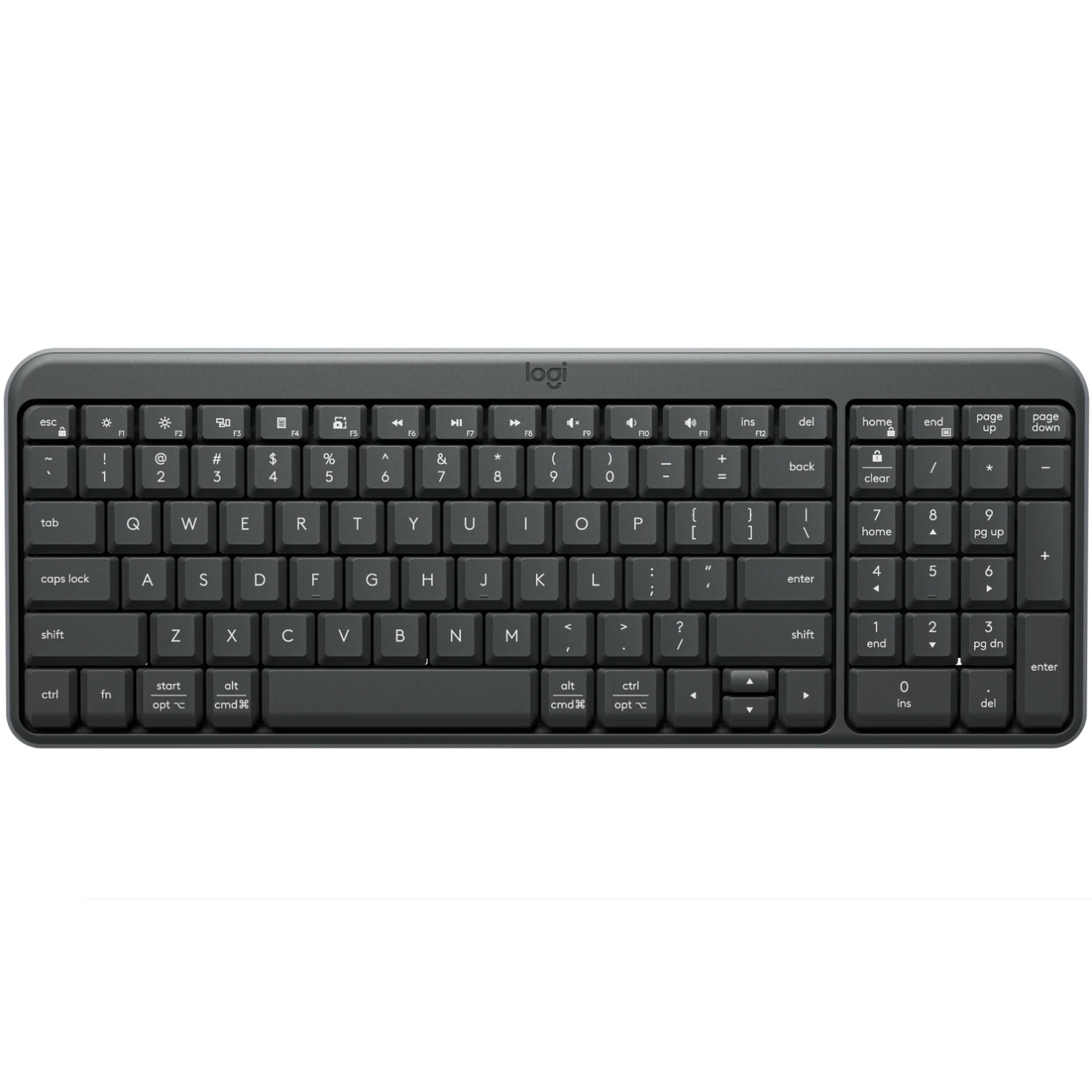 Клавіатура бездротова  LOGITECH K250 UKR, 2.4GHZ/BT,  Graphite